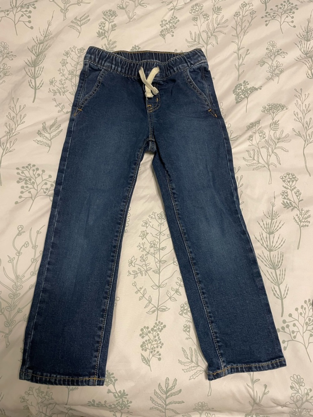 Old Navy Kids' Drawstring Waist Dark Blue Straight Denim Pants
